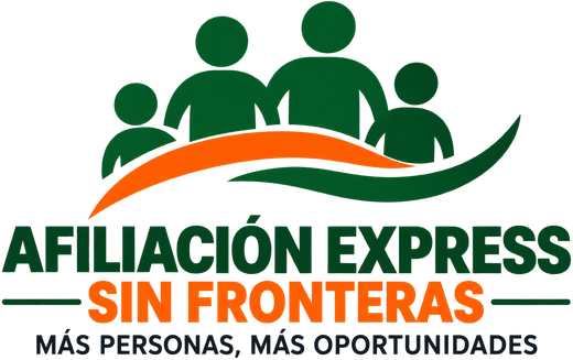 Logotipo de Afiliación Express Sin Fronteras: Más personas, más oportunidades